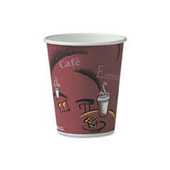 Dart Paper Hot Drink Cups in Bistro Design, 10 oz, Maroon, 300/Carton