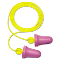 3M No-Touch Push-to-Fit Single-Use Earplugs, Corded, 29 dB NRR, Purple/Yellow, 100 Pairs