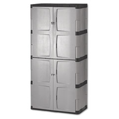 Rubbermaid Double-Door Storage Cabinet - Base/top, 36w X 18d X 72h, Gray/black