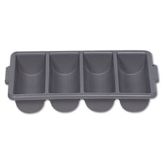 Rubbermaid Cutlery Bin, 4 Compartments, Plastic, 11.5 x 21.25 x 3.75, Plastic, Gray