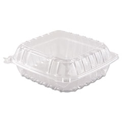 Dart ClearSeal Hinged-Lid Plastic Containers, 8.3 x 8.3 x 3, Clear, Plastic, 250/Carton