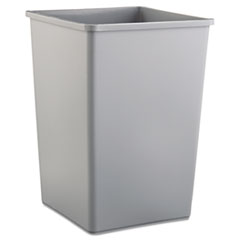 Rubbermaid Untouchable Square Waste Receptacle, 35 gal, Plastic, Gray