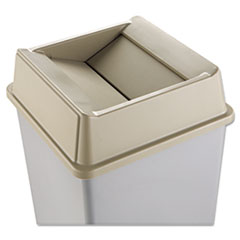 Rubbermaid Untouchable Square Swing Top Lid, Plastic, 20.13w X 20.13d X 6.25h, Beige