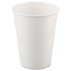 Dart Single-Sided Poly Paper Hot Cups, 12 Oz, White, 50/bag, 20 Bags/carton