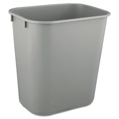 Rubbermaid Deskside Plastic Wastebasket, 3.5 gal, Plastic, Gray