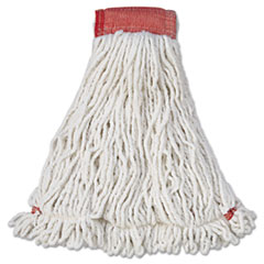 Rubbermaid Web Foot Wet Mop Head, Shrinkless, Cotton/synthetic, White, Large, 6/carton
