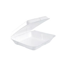 Dart Foam Hinged Lid Containers, 7.5 x 8 x 2.2, White, 200/Carton