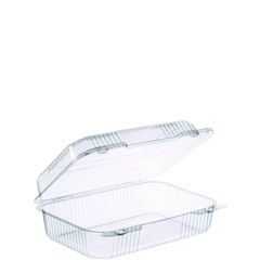 Dart StayLock Clear Hinged Lid Containers, Oblong, 6.81 x 9.4 x 3.1, Plastic, 125/Bag, 2/Carton
