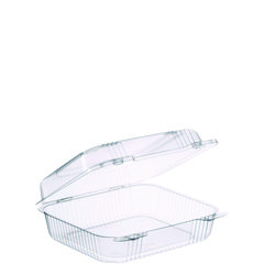 Dart StayLock Clear Hinged Lid Containers, 7.8 x 8.3 x 3, Clear, Plastic, 125/Bag, 2 Bags/Carton
