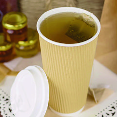 Karat By Lollicup Ripple Hot Cups, 20 oz, Kraft/White, 500/Carton