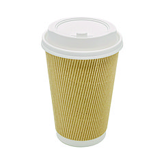 Karat By Lollicup Ripple Hot Cups, 16 oz, Kraft/White, 500/Carton