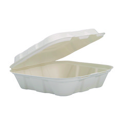 Dart Compostable Fiber Hinged Trays, ProPlanet Seal, 8.03 x 8.38 x 1.93, Ivory, Molded Fiber, 200/Carton