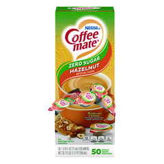 Nestle Liquid Coffee Creamer, Zero Sugar Hazelnut, 0.38 oz Mini Cups, 50/Box