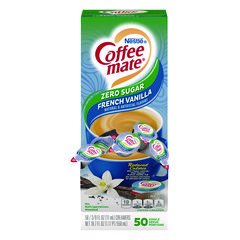 Nestle Liquid Coffee Creamer, Zero Sugar French Vanilla, 0.38 oz Mini Cups, 50/Box