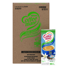Nestle Liquid Coffee Creamer, Zero Sugar French Vanilla, 0.38 oz Mini Cups, 50/Box, 4 Boxes/Carton, 200 Total/Carton