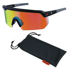 Ergodyne Corporation Skullerz AEGIR Anti-Scratch Enhanced Anti-Fog Safety Glasses, Black Frame, Orange Mirror Polycarb Lens, Ships in 1-3 Bus Days