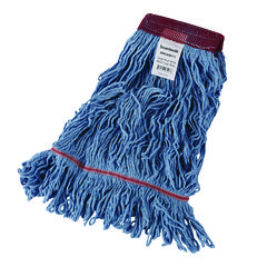 Boardwalk Cotton Mop Heads, Cotton/synthetic, Large, Looped End, Wideband, Blue, 12/ct