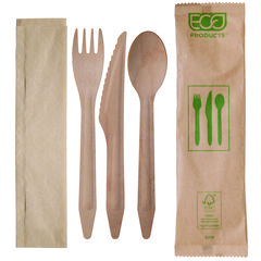 Eco-Products, Inc. Wood Cutlery, Fork/Knife/Spoon/Napkin, Natural, 500/Carton