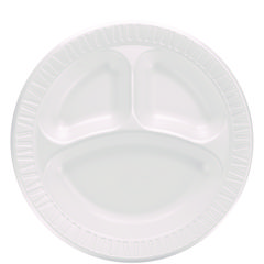 Dart Quiet Classic Laminated Foam Dinnerware, 3-Compartment Plate, 10