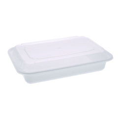 Pactiv Evergreen Corporation Newspring VERSAtainer Microwavable Containers, 8.8 x 6 x 2, White/Clear, Base/Lid Combo, 150/Carton