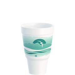 Dart J Cup Insulated Foam Pedestal Cups, 32 oz, Printed, Teal/White, 25/Sleeve, 20 Sleeves/Carton