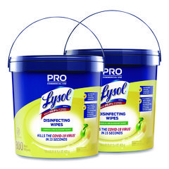 Reckitt Benckiser Professional Disinfecting Wipe Bucket, 1-Ply, 6 x 8, Lemon and Lime Blossom, White, 800 Wipes/Bucket, 2 Buckets/Carton