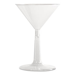 WNA, Inc. Comet Plastic Martini Glasses, 6 Oz, Clear, Two-Piece Construction, 12/pack, 8 Packs/carton