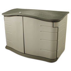 Rubbermaid Horizontal Outdoor Storage Shed, 55 X 28 X 36, 20 Cu Ft, Olive Green/sandstone