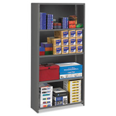 Tennsco Closed Commercial Steel Shelving, Five-Shelf, 36w x 12d x 75h, Medium Gray
