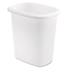 Rubbermaid Open-Top Wastebasket, 6 qt, Plastic, White, 6/Carton