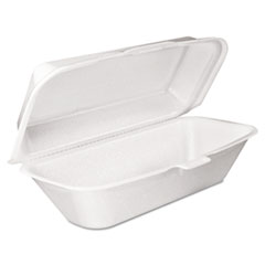 Dart Foam Hinged Lid Container, Hoagie Container With Removable Lid, 5.3 X 9.8 X 3.3, White, 125/bag, 4 Bags/carton