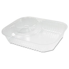 Dart ClearPac Large Nacho Tray, 2-Compartments, 3.3 oz, 6.2 x 6.2 x 1.6, Clear, Plastic, 500/Carton