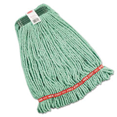 Rubbermaid Web Foot Wet Mop Heads, Shrinkless, Cotton/synthetic, Green, Medium