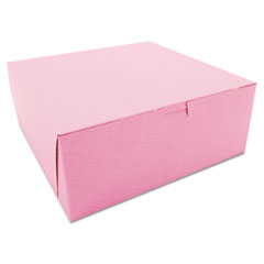 Southern Champion Tray Pink One-Piece Non-Window Bakery Box, 10 x 10 x 4, Pink, Paper, 100/Carton