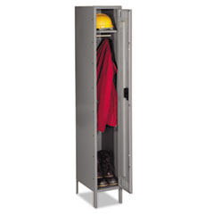 Tennsco Single-Tier Locker with Legs, One Locker with Hat Shelf and Coat Rod, 12w x 18d x 78h, Medium Gray