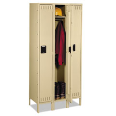 Tennsco Single-Tier Locker with Legs, Three Lockers with Hat Shelves and Coat Rods, 36w x 18d x 78h, Sand