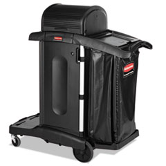 Rubbermaid Executive High Security Janitorial Cleaning Cart, Plastic, 4 Shelves, 1 Bin, 23.1