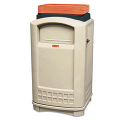 Rubbermaid Plaza Lunch Tray Top Container, 50 gal, Plastic, Beige