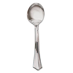 WNA, Inc. Heavyweight Plastic Soup Spoons, Silver, 5-3/4 In., Reflections Design, 600/case
