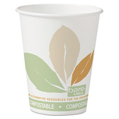 Dart Bare Eco-Forward PLA Paper Hot Cups, 8 oz, Leaf Design, White/Green/Orange, 50/Bag, 20 Bags/Carton