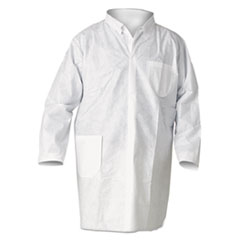 Kimberly Clark A20 Breathable Particle Protection Lab Coat, Snap Closure/open Wrists/pockets, Large, White, 25/carton