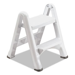 Rubbermaid EZ Step 2-Step Folding Stool, 300 lb Capacity, 19.5 x 20.6 x 22.7, White, 3/Carton