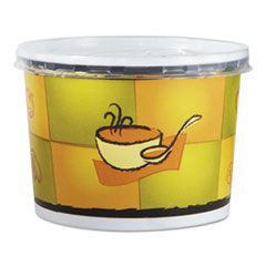 Huhtamaki Streetside Squat Paper Food Container With Lid, Streetside Design, 12 Oz, 250/carton