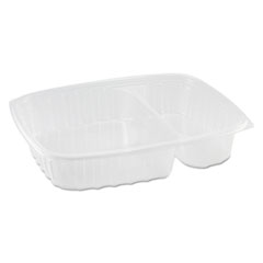 Dart StayLock Clear Hinged Lid Containers, 3-Compartment, 8.6 x 9 x 3, Clear, Plastic, 100/Packs, 2 Packs/Carton
