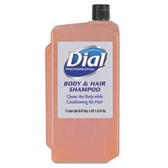Dial Professional Hair + Body Wash Refill For 1 L Liquid Dispenser, Neutral Scent, 1 L, 8/carton