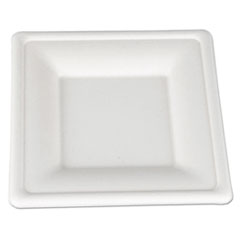 Southern Champion Tray Champware Molded Fiber Tableware, Square, 6 X 6, White, 125/pack, 4 Packs/carton