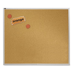 Quartet Mfg. Natural Cork Bulletin Board, 48 x 48, Tan Surface, Anodized Aluminum Frame