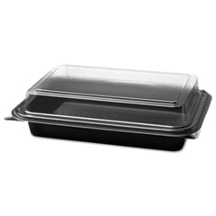 Dart Creative Carryouts Hinged Plastic Hot Deli Boxes, 8.75 X 6.2 X 2.2, Black/clear, 200/carton