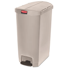 Rubbermaid Slim Jim Streamline Resin Step-On Container, End Step Style, 18 gal, Polyethylene, Beige