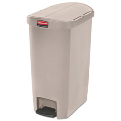 Rubbermaid Slim Jim Streamline Resin Step-On Container, End Step Style, 13 gal, Polyethylene, Beige